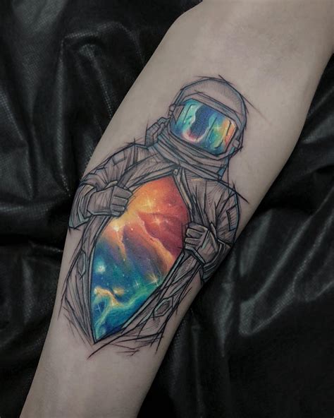 minimal astronaut tattoo|astronaut fishing in space tattoo.